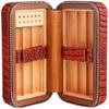 HongLianRiven Cigar Box Humidor Cigar Case Travel Genuine Leather Humidor, Cedar Wood Lined with Humidifier and Removable Trays view 3