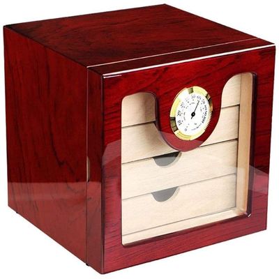 HongLianRiven Cigar Box Humidor Cigar Humidor Cabinet, with Hygrometer and Humidifier, Cedar Wood Lined and Large Capacity (Color : Brown)