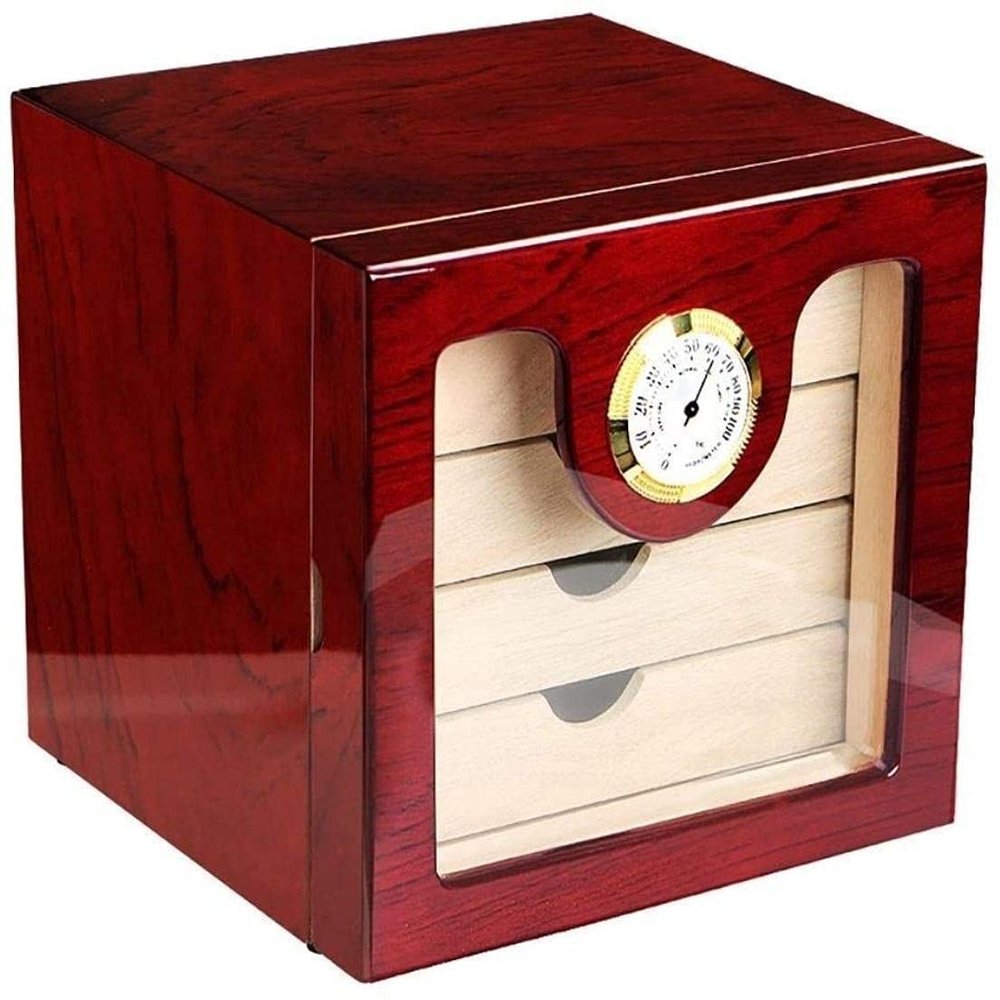 HongLianRiven Cigar Box Humidor Cigar Humidor Cabinet, with Hygrometer and Humidifier, Cedar Wood Lined and Large Capacity (Color : Brown)