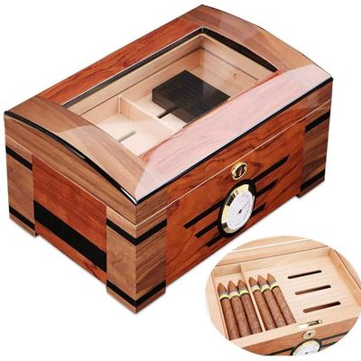 HongLianRiven Cigar Box Humidor Cigar Humidor Box with Hygrometer and Humidifier, Crude Wood Desktop Cigar Cases