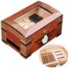 HongLianRiven Cigar Box Humidor Cigar Humidor Box with Hygrometer and Humidifier, Crude Wood Desktop Cigar Cases view 1