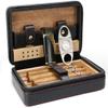 HongLianRiven Cigar Box Humidor Humidor Cigar Box Travel Cigar Case Leather Cedar Wood Cigar Humidor Box Humidifier Cutter view 1