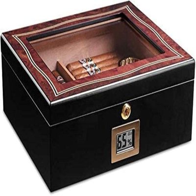 HongLianRiven Cigar Box Humidor Cigar Humidor, Handmade Cigar Humidor Box with Hygrometer Glass top Cherry Matt (Size : PD099)