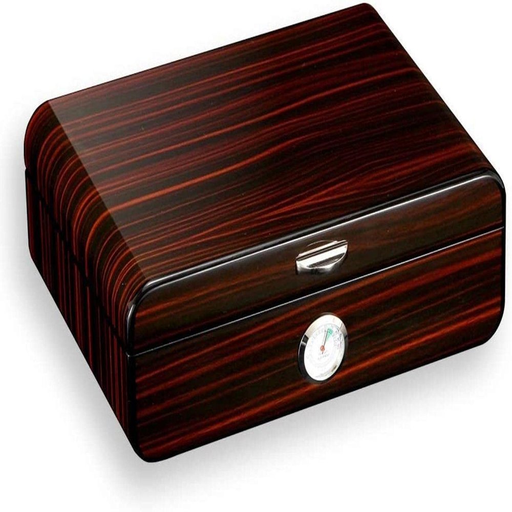 HongLianRiven Cigar Box Humidor Cedar Wood Cigar Humidor Box Large Capacity Glossy Cigar Case Hygrometer Humidifier Storage Cigar Box