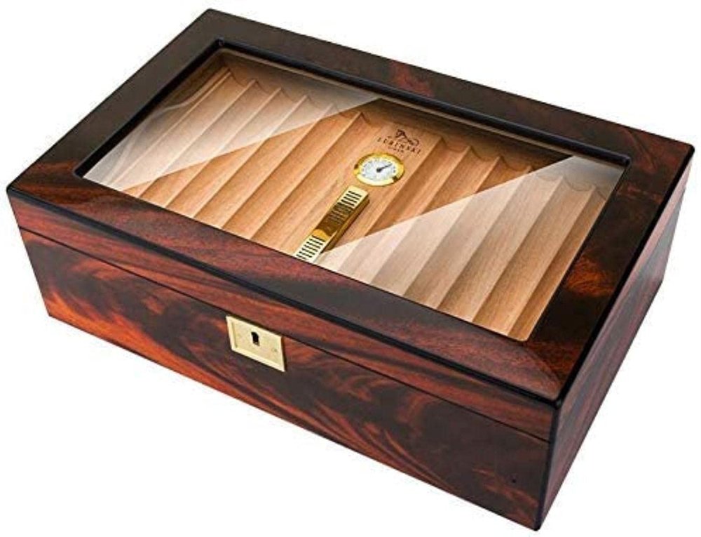 HongLianRiven Cigar Box Humidor Cigar Humidor with Humidifier Hygrometer Handmade Cedar Wood Humidor Cigar Box