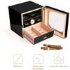 HongLianRiven Cigar Box Humidor Cigar Humidor Cabinet, with Hygrometer and Humidifier, Cedar Wood Lined and Large Capacity (Color : Black) view 3