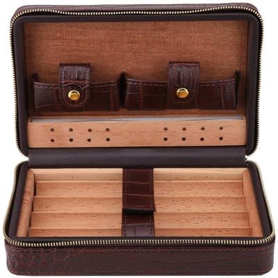 HongLianRiven Cigar Box Humidor Portable Humidor Solid Cedar Cigar Case, Cigar Box, Handcrafted Protective Holder (Color : Brown)