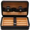 HongLianRiven Cigar Box Humidor Cigar Case Holder Zipper Leather Wood Storage Humidor Box Not Include Cigar Cutter and Lighter (Color : Black) view 1