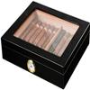 HongLianRiven Cigar Box Humidor Cigar Humidor, Handmade Wood Cigar Humidor Box with Hygrometer and Humidifier (Color : Black) view 1