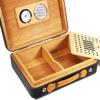 HongLianRiven Cigar Box Humidor Cigar Cutter Handmade Elegant Leather Cigar Humidor,Desktop Cedar Wood Lined Cigar Box Travel view 4