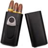 HongLianRiven Cigar Box Humidor Classic Leather 3 Fingers Cigar Case with Cedar Wood Lining,Stainless Steel Cutter Contained view 2