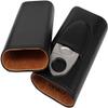 HongLianRiven Cigar Box Humidor Classic Leather 3 Fingers Cigar Case with Cedar Wood Lining,Stainless Steel Cutter Contained view 4