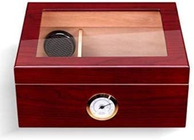 HongLianRiven Cigar Box Humidor Cigar Humidor with Humidifier and Hygrometer Double Cigar Cabinet Double-Layer Large Capacity Can