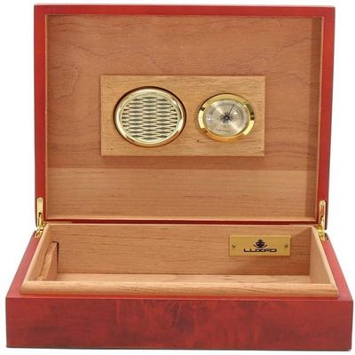 HongLianRiven Cigar Box Humidor Portable Cedar Wood Wooden Lined Cigar Humidor Humidifier Storage Case Box with Hygrometer