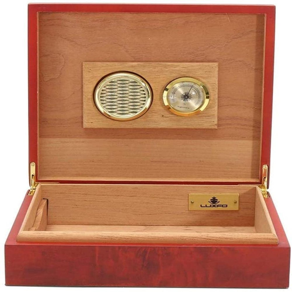 HongLianRiven Cigar Box Humidor Portable Cedar Wood Wooden Lined Cigar Humidor Humidifier Storage Case Box with Hygrometer