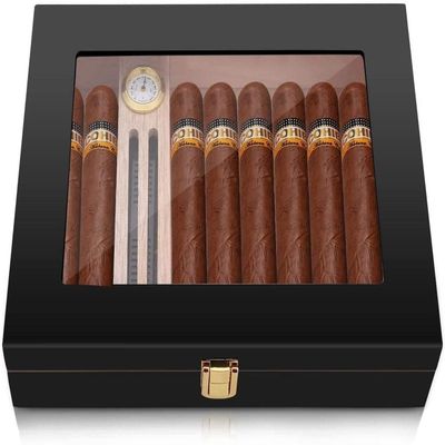 HongLianRiven Cigar Box Humidor Cigar Humidor, Cedar Wood Cigar Box, with Hygrometer and Humidifier