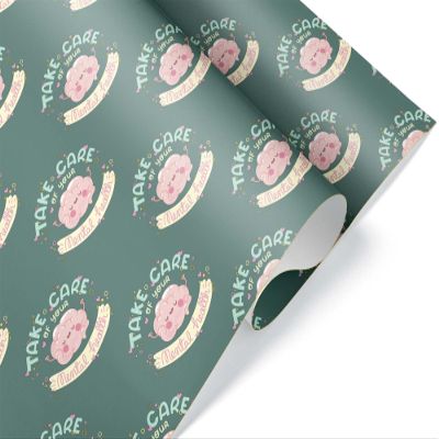 Cute Take Care of Your Mental Health Wrapping Paper Therapist Gift Wrap (12 foot x 30 inch roll)