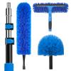 20 Feet High Reach Duster Kit with 5-12 Ft Extension Pole, Cobweb Duster with Telescoping Pole, Window Squeegee with Scrubber, Spider Web Brush, High Ceiling Fan Duster for High Window, Interior Roof view 1
