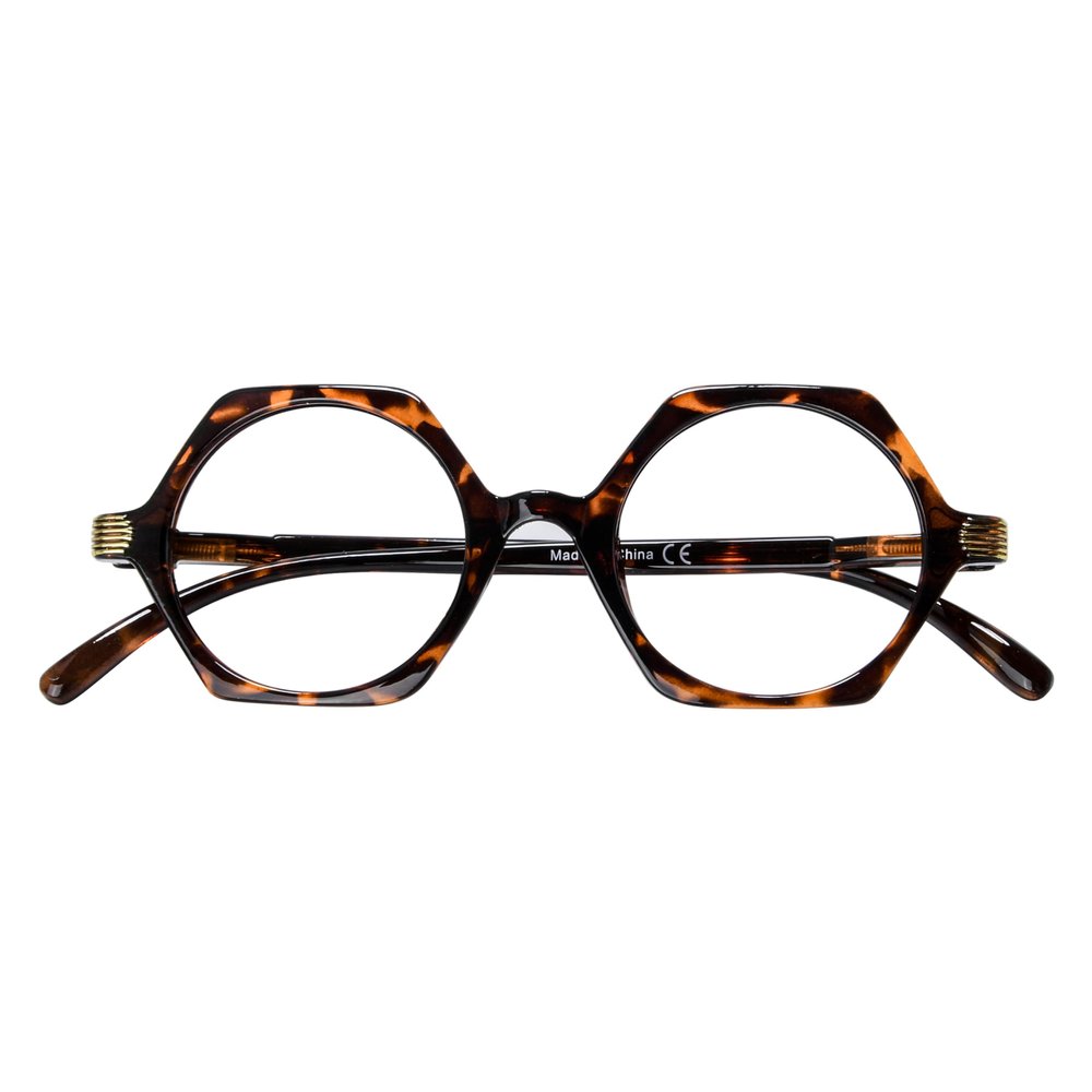 Eyekepper Small Hexagon Glasses for Women Reading - Mini Octagon Reading Eyeglasses Odd Readers Men - Tortoise 2.00