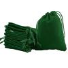 100pcs Velveteen Sack Velvet Cloth Drawstring Bags Jewelry Bags Pouches Small Candy Gift Bags for Christmas Party Wedding Event Supplies Favors Bags Mixed Colors (3.5"x4.6"/ 9x12cm, Dark green) view 2