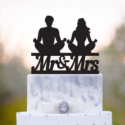 Meditation and yoga couple mr and mrs wedding cake topper,Yoga wedding cake topper,Yoga pose wedding topper,yoga couple cake topper,