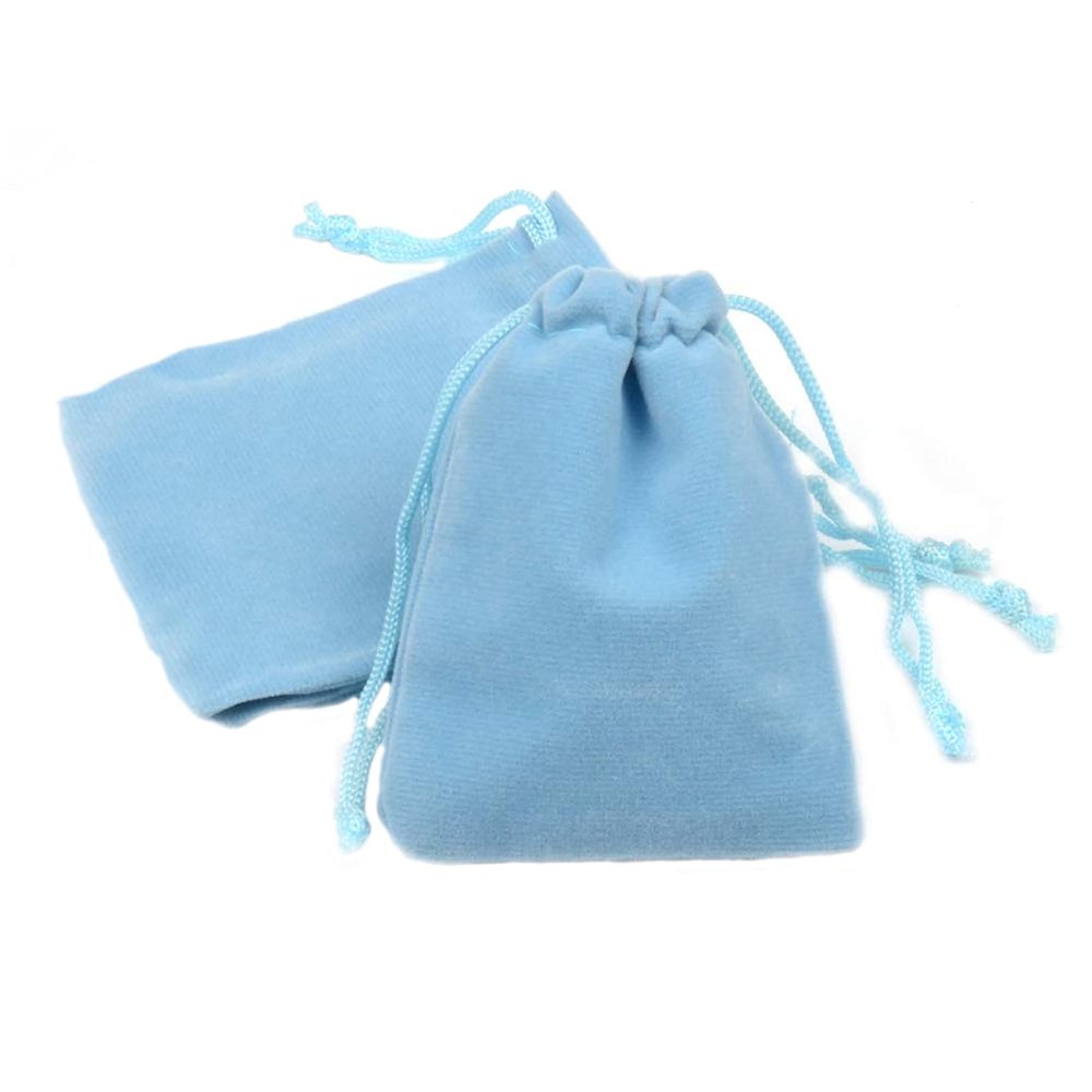 100pcs Velveteen Sack Velvet Cloth Drawstring Bags Jewelry Bags Pouches Small Candy Gift Bags for Christmas Party Wedding Event Supplies Favors Bags Mixed Colors (2.7"x 3.5"/ 7x9cm, Light blue)