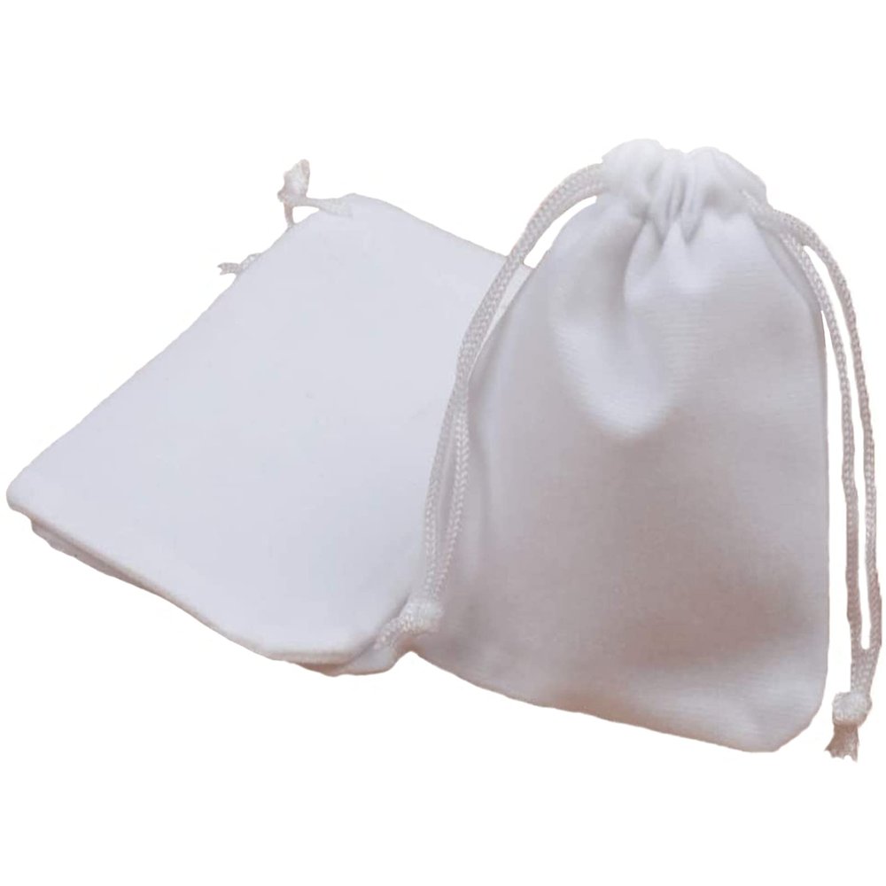 100pcs Velveteen Sack Velvet Cloth Drawstring Bags Jewelry Bags Pouches Small Candy Gift Bags for Christmas Party Wedding Event Supplies Favors Bags Mixed Colors (3.5"x4.6"/ 9x12cm, White)