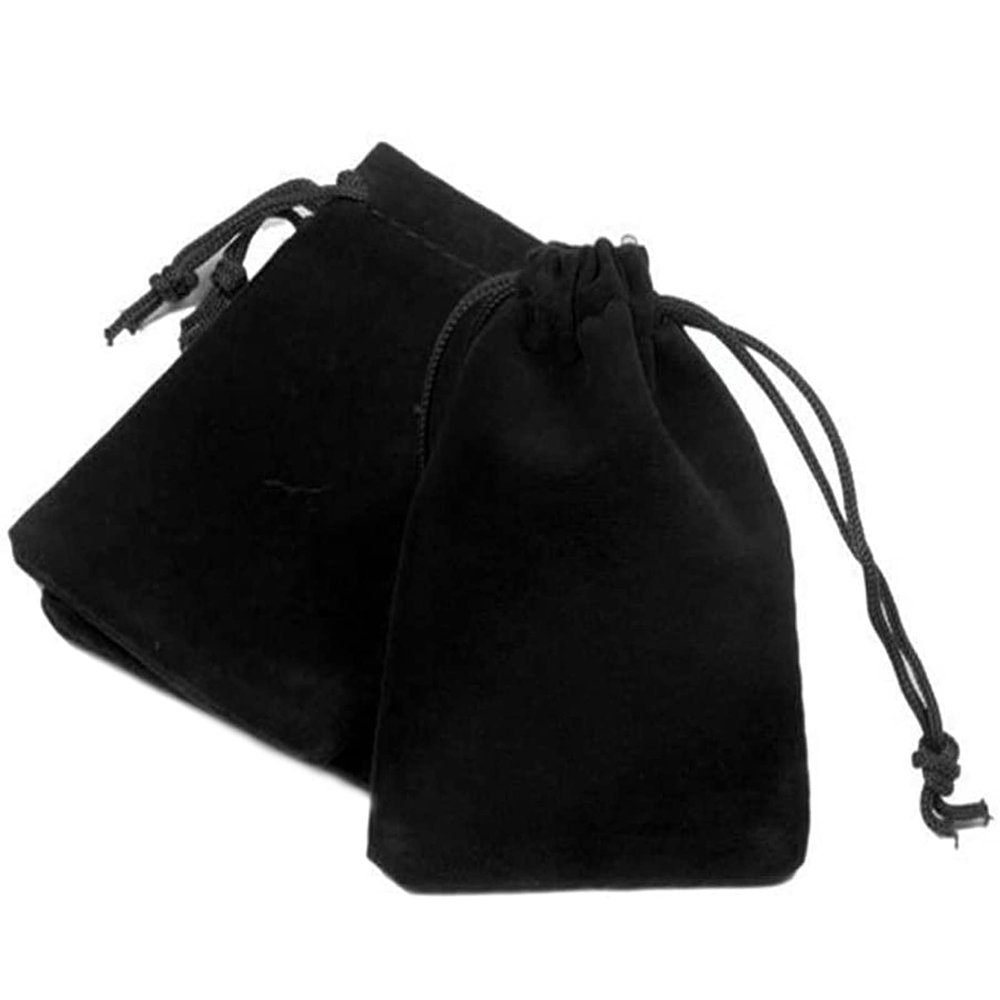 100pcs Velveteen Sack Velvet Cloth Drawstring Bags Jewelry Bags Pouches Small Candy Gift Bags for Christmas Party Wedding Event Supplies Favors Bags Mixed Colors (3.5"x4.6"/ 9x12cm, Black)