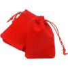 100pcs Velveteen Sack Velvet Cloth Drawstring Bags Jewelry Bags Pouches Small Candy Gift Bags for Christmas Party Wedding Event Supplies Favors Bags Mixed Colors (2.7"x 3.5"/ 7x9cm, Red) view 1