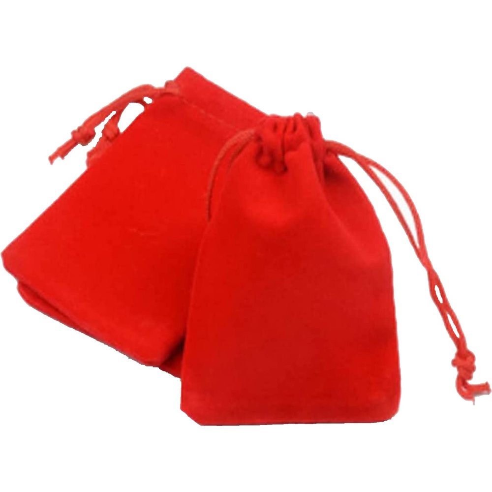 100pcs Velveteen Sack Velvet Cloth Drawstring Bags Jewelry Bags Pouches Small Candy Gift Bags for Christmas Party Wedding Event Supplies Favors Bags Mixed Colors (3.5"x4.6"/ 9x12cm, Red)