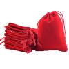 100pcs Velveteen Sack Velvet Cloth Drawstring Bags Jewelry Bags Pouches Small Candy Gift Bags for Christmas Party Wedding Event Supplies Favors Bags Mixed Colors (3.5"x4.6"/ 9x12cm, Red) view 2