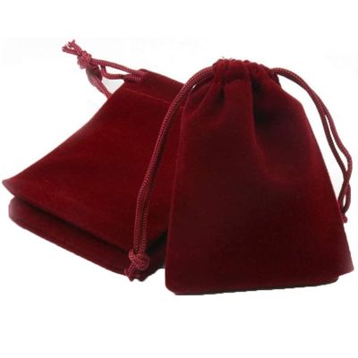 100pcs Velveteen Sack Velvet Cloth Drawstring Bags Jewelry Bags Pouches Small Candy Gift Bags for Christmas Party Wedding Event Supplies Favors Bags Mixed Colors (3.5"x4.6"/ 9x12cm, Burgundy)