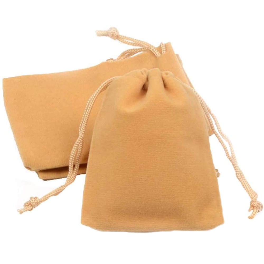 100pcs Velveteen Sack Velvet Cloth Drawstring Bags Jewelry Bags Pouches Small Candy Gift Bags for Christmas Party Wedding Event Supplies Favors Bags Mixed Colors (3.5"x4.6"/ 9x12cm, Yellow)
