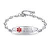 LinnaLove Heart Medical alert bracelet for Women Fashion Medical ID bracelets with Free engravingSilver-DIABETES ON INSULIN  view 1