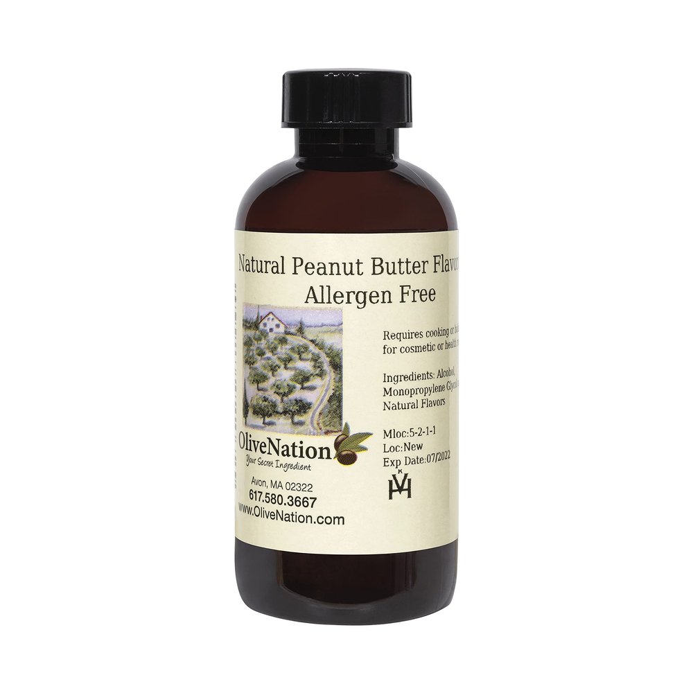 OliveNation Allergen Free Peanut Butter Flavor, Water Soluble Extract from Natural Flavors, Allergy Free, Nut Free, Sugar Free, Non-GMO, Gluten Free,