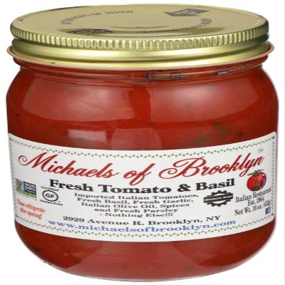 Michaels Of Bro, Michaels Tomato Basil Sauce, 16 Ounce