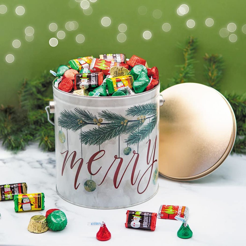255 pcs Christmas Gift Tin with Holiday Chocolate Candy Mix (3.7 lb)