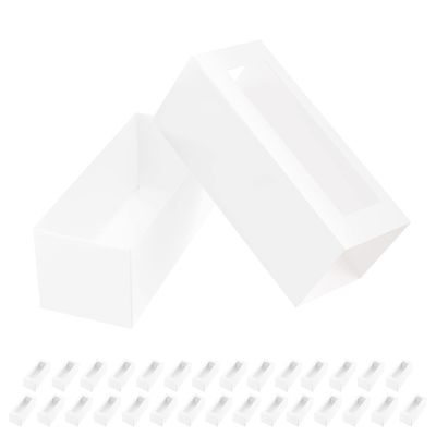 BAKIPACK 30 Macaron Boxes for 4 or 5 Macarons White Macaron Gift Boxes, Candy Boxes, Macarons Box with Clear Window (Interior Measurement 4.8" x 1.9" x 1.9" without Macaron inside)