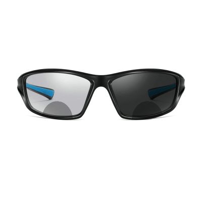 Transition Photochromic Bifocal Reading Glasses for Men and Women Outdoor cycling Square Sports Sunglasses Readers (blue, 275 magnification)