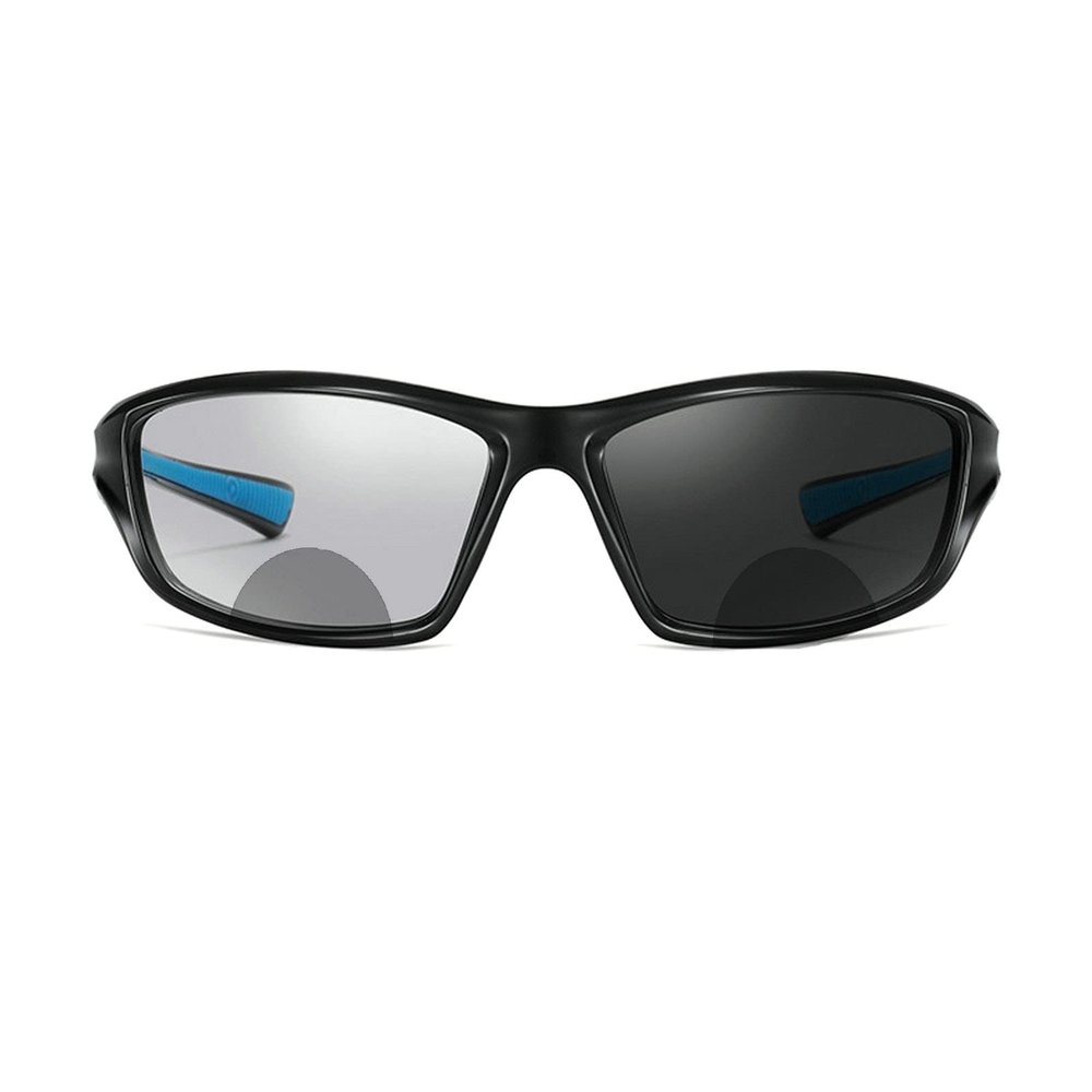 Transition Photochromic Bifocal Reading Glasses for Men and Women Outdoor cycling Square Sports Sunglasses Readers (blue, 275 magnification)
