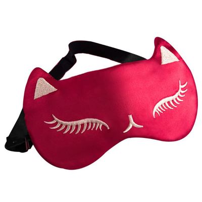 AKOAK 1 Pack Sleeping Eye Mask Cute Cat Silk Sleeping Eye Mask Breathable Comfortable Light Proof Sleep Protective Eye Mask with Adjustable Lacing for Girls, Kids, Women Traveling for Naps (Red)