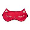 AKOAK 1 Pack Sleeping Eye Mask Cute Cat Silk Sleeping Eye Mask Breathable Comfortable Light Proof Sleep Protective Eye Mask with Adjustable Lacing for Girls, Kids, Women Traveling for Naps (Red) view 2
