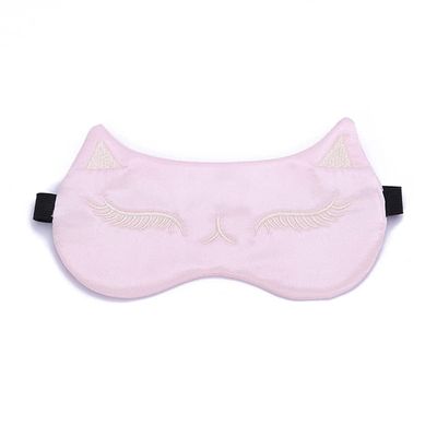 AKOAK 1 Pack Sleeping Eye Mask Cute Cat Silk Sleeping Eye Mask Breathable Comfortable Light Proof Sleep Protective Eye Mask with Adjustable Lacing for Girls, Kids, Women Traveling for Naps (Pink)