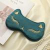 AKOAK 1 Pack Sleeping Eye Mask Cute Cat Silk Sleeping Eye Mask Breathable Comfortable Light Proof Sleep Protective Eye Mask with Adjustable Lacing for Girls,Women Traveling for Naps (Deep Green) view 1