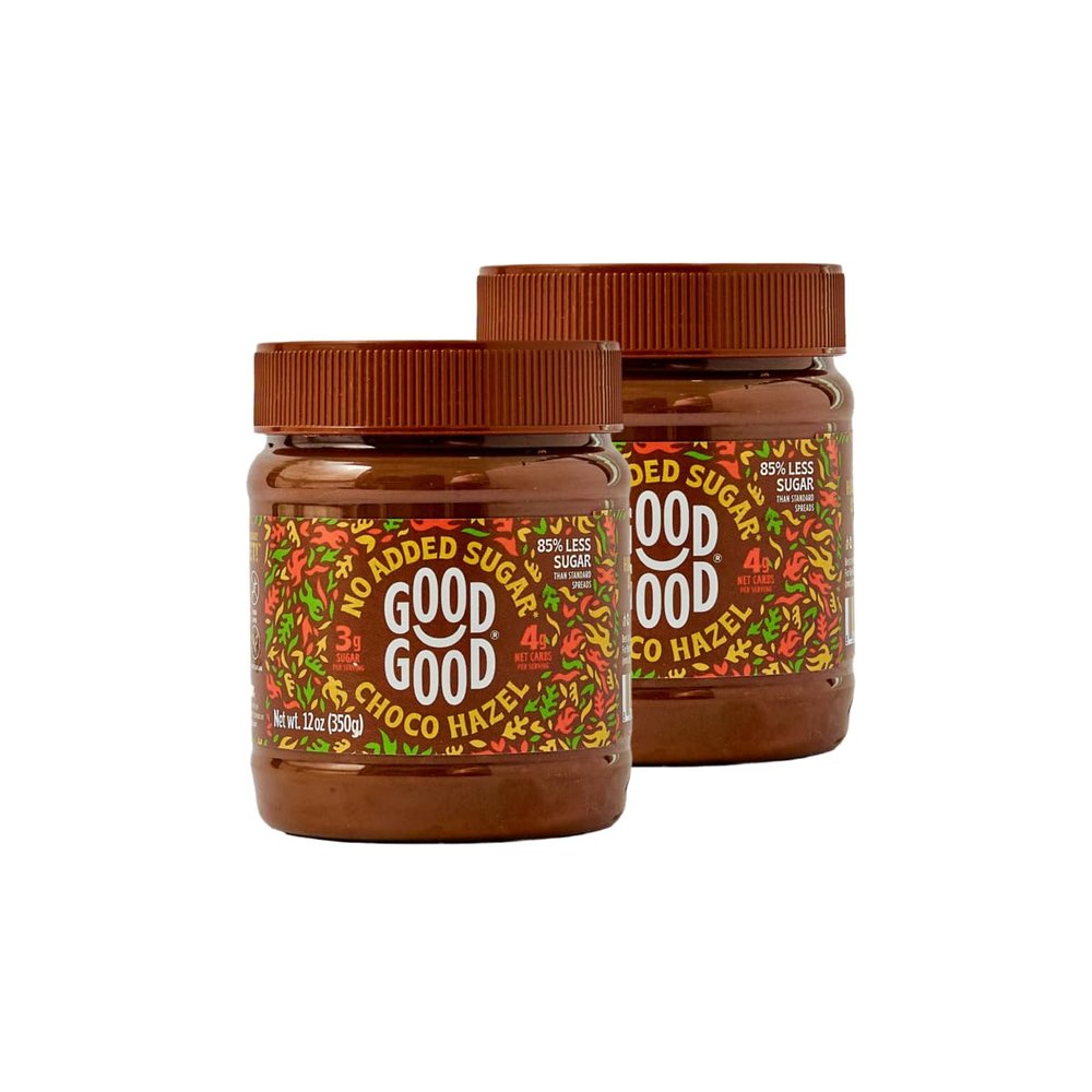 GOOD GOOD No Added Sugar Belgian Choco Hazel Spread - Chocolate Spread with Natural Sweeteners - Gluten Free - Vegetarian Friendly - 12oz / 350g (Pack of 2)