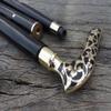 Antique Brass Cane Designer, Wooden Walking Stick Handmade Wooden Stick Golden Flower Leaf Cane Handmade Walking Stick Solid Wood Stick by Global Crafts., Black and Silver view 3