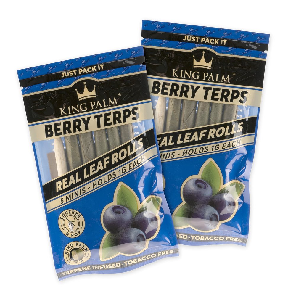 King Palm Mini Size Cones - (Squeeze & Pop Pre Rolls) - Natural Pre Rolls Palm Leafs - Organic Rolls - Flavored Pre Rolled Cones - Flavored Cones - (Berry Terps, 2 Packs (10 Rolls))
