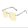 Eyekepper Blue Light Blocking Computer Reading Glasses Flexable Rimless Readers Men Women Yellow Tinted Gunmetal +4.00 view 1