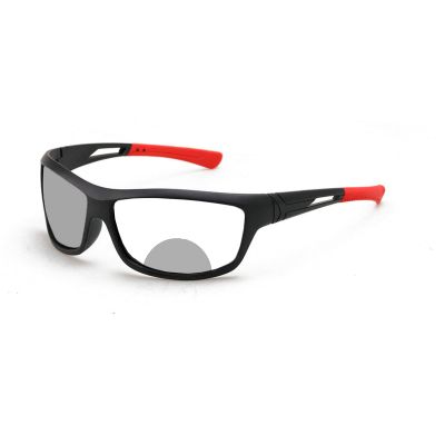 outdoor Transition Photochromic Bifocal Reading Glasses Men Womens, Sun protection Sports Presbyopia Sunglasses Readers (black red, 125 magnification)