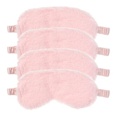 RAYNAG 4 Pack Plush Eye Mask Soft Sleeping Blindfold Eye Cover for Sleepover Gift Birthday Party Favors, Comfortable Silky Fabric on The Back, Cozy, Downy and Soft (#64 Light Pink)